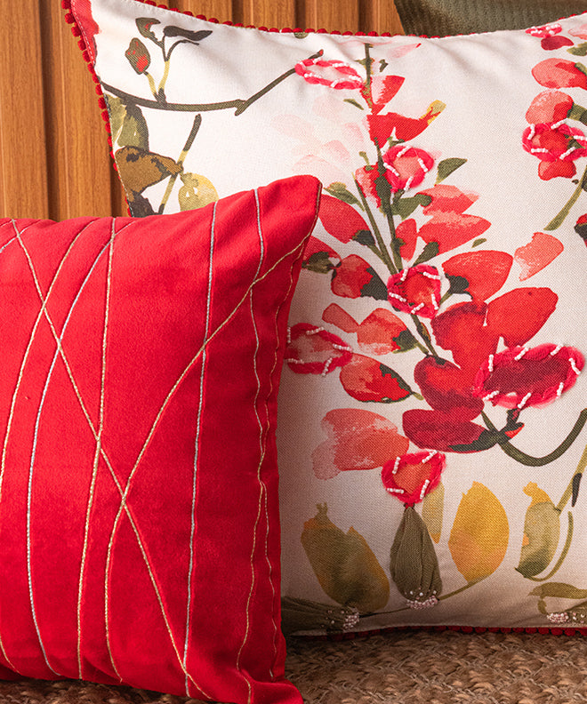 Rhododenron Cushion With Lace