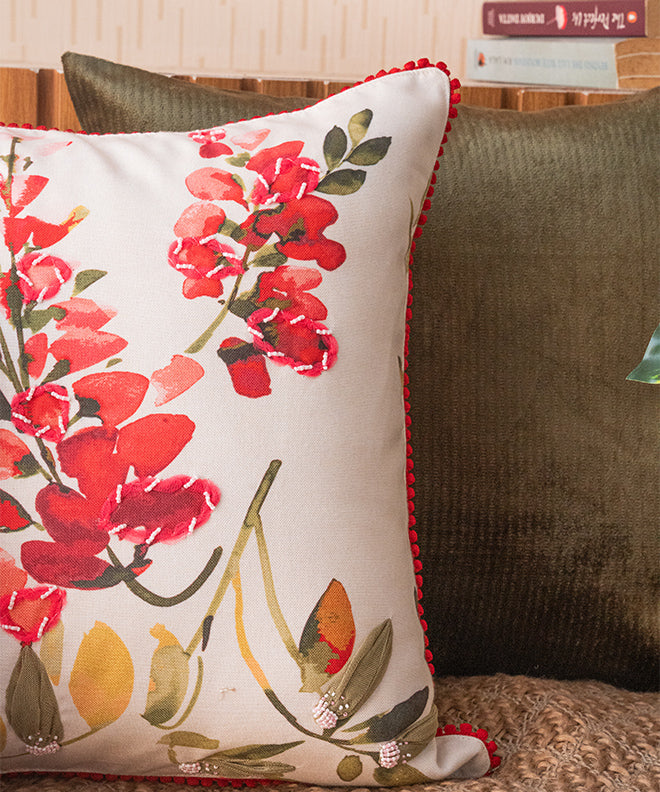 Rhododenron Cushion With Lace