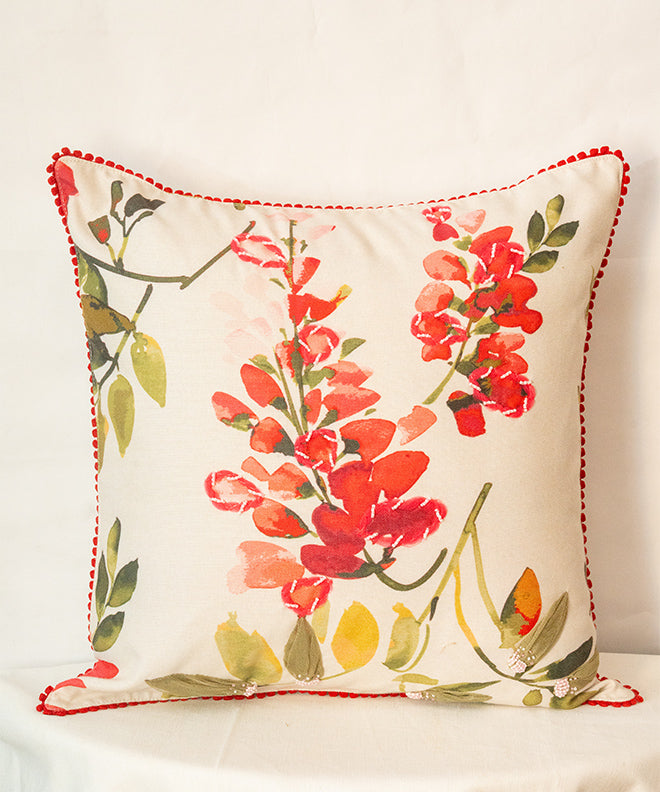 Rhododenron Cushion With Lace