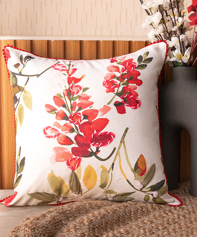 Rhododenron Cushion With Lace