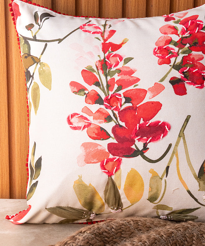 Rhododenron Cushion With Lace