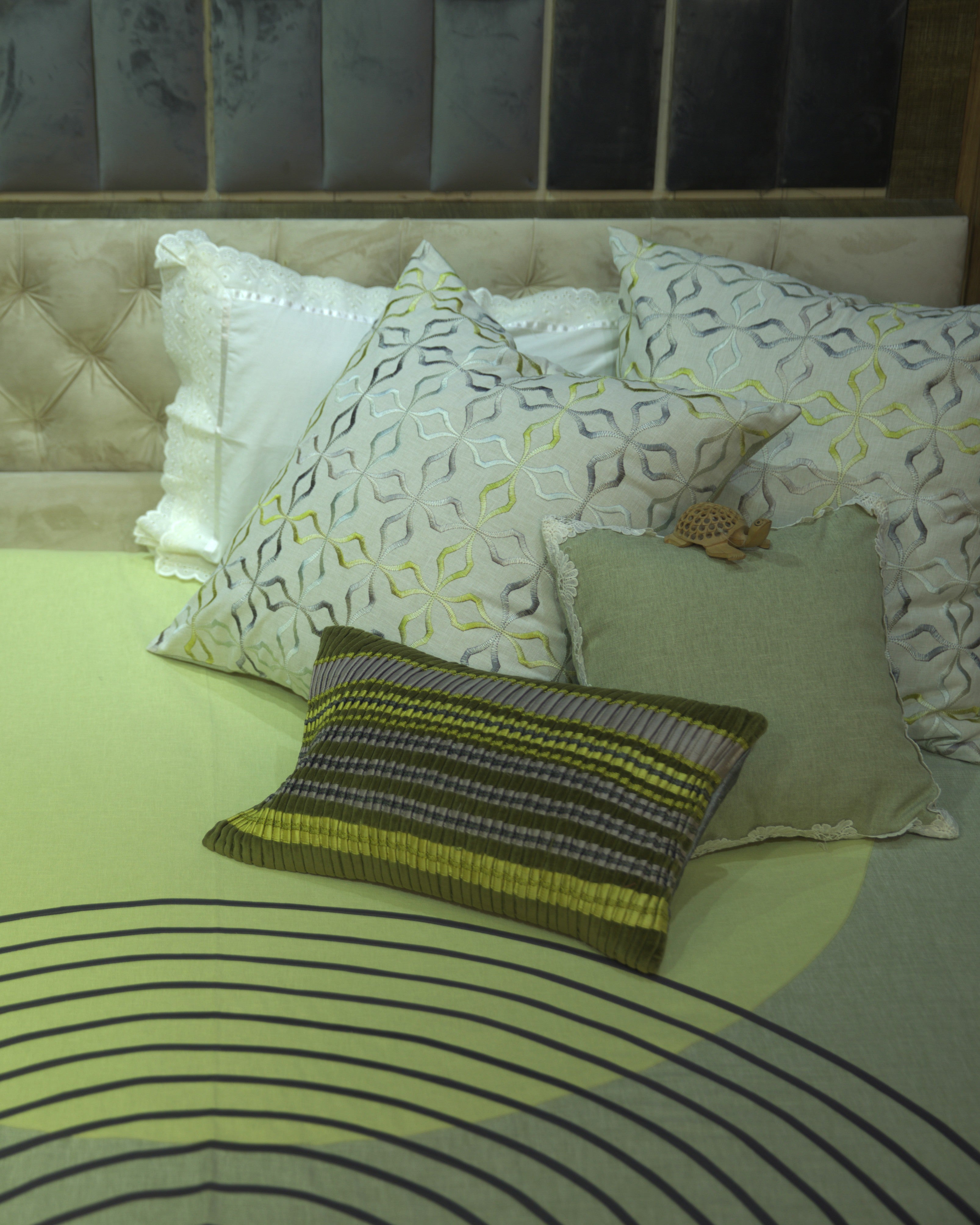 Aurora Green Bedcover With 2 Cushion Covers