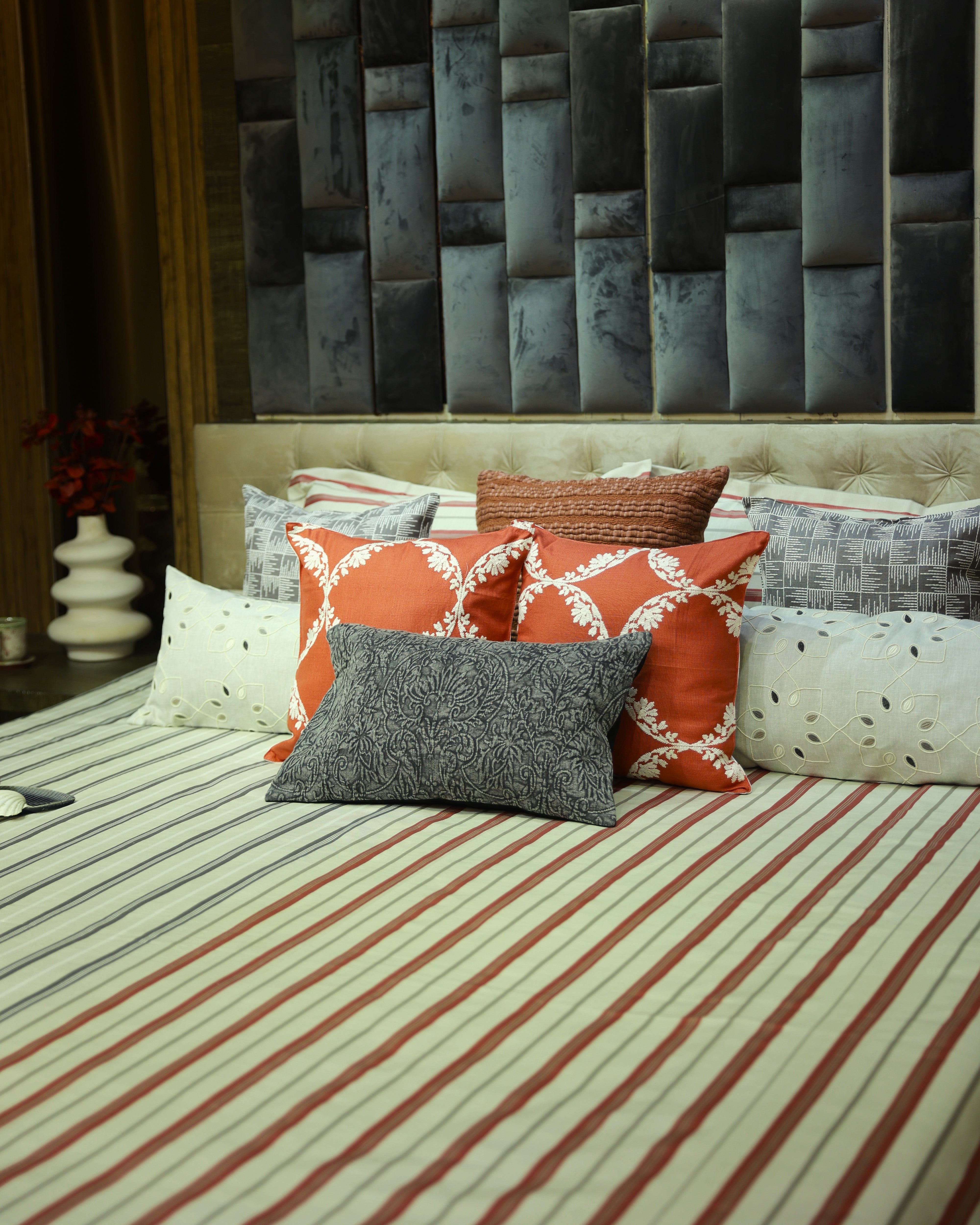 Twin Stripes Symphony Bedcover With 2 Cushion Covers