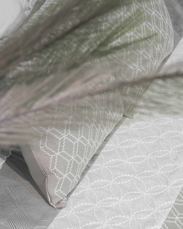 Shades Of Lucknow Embroidered Grey Bedcover with 2 Pillow Covers