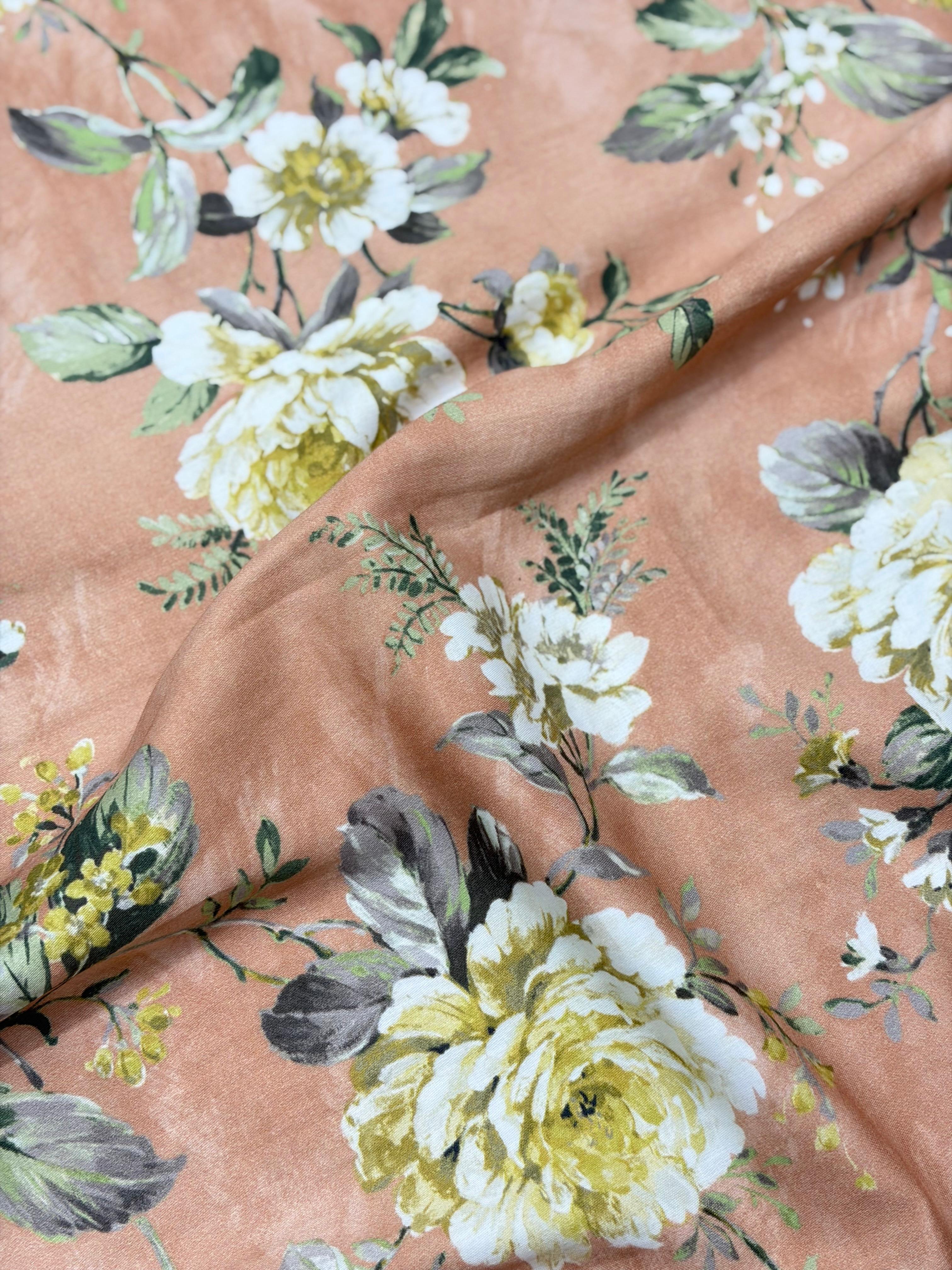 Peachy Bouquet Bedsheet With 2 Embroidered Pillow Covers