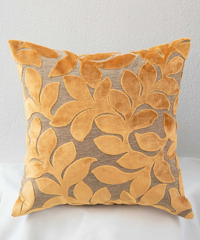 Yellow Velvet Foliage Cushion