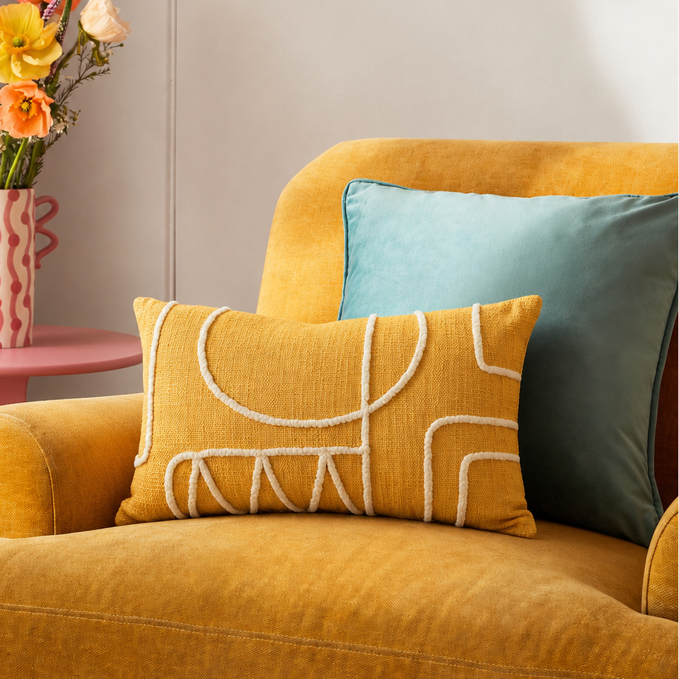 Tufted Tweed Lumbar Cushion