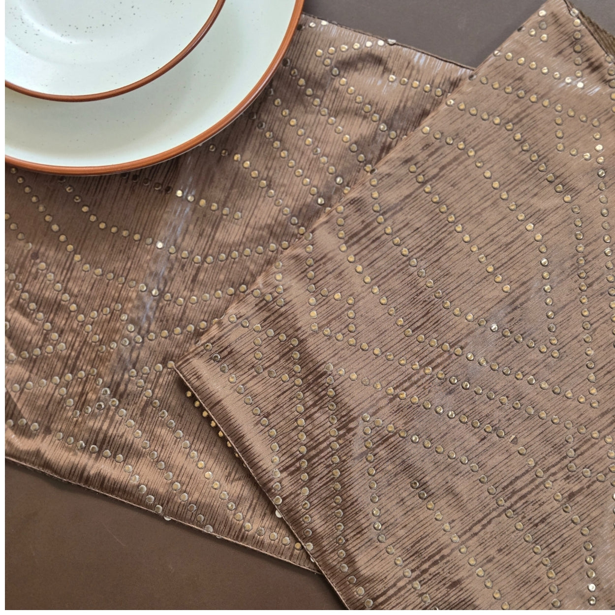 Studded Brown Table Runner