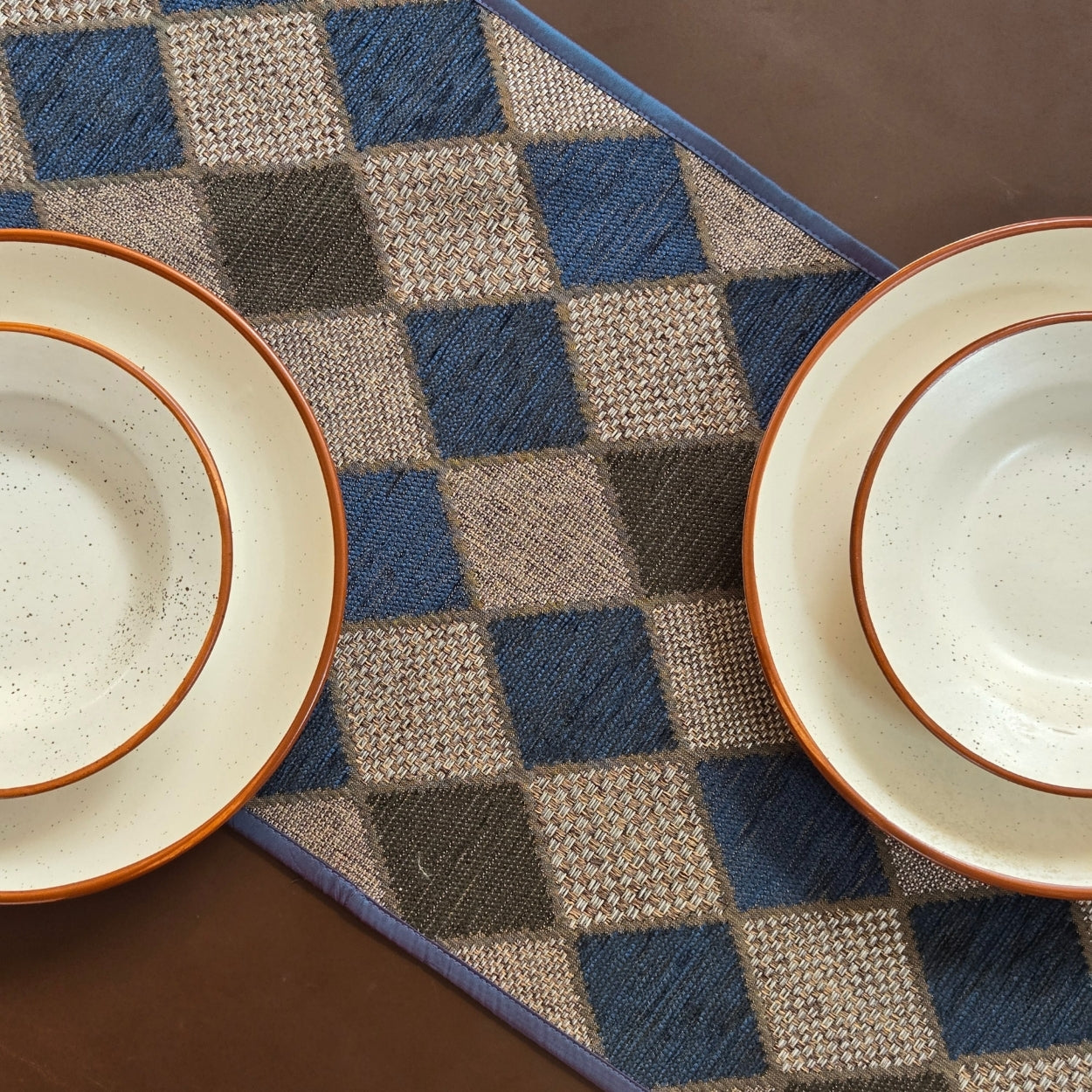 Chessboard Blue Table Runner
