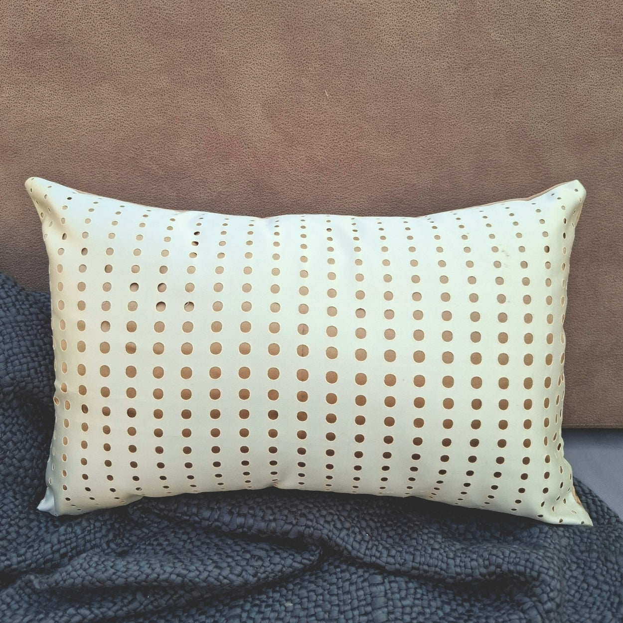 Dotted Line White Lumbar Cushion