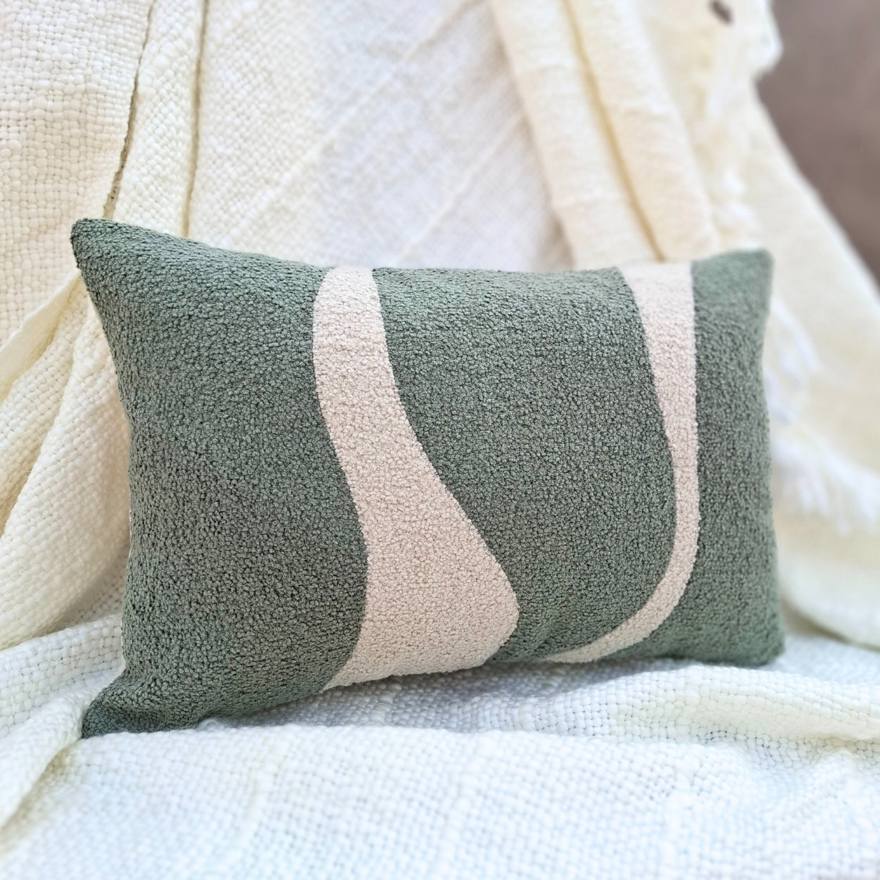 Wavy Boucle Lumbar Cushion