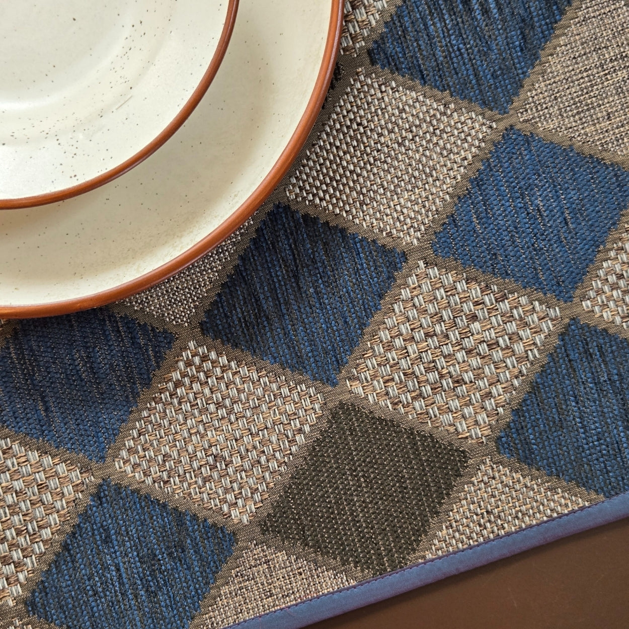 Chessboard Blue Table Runner