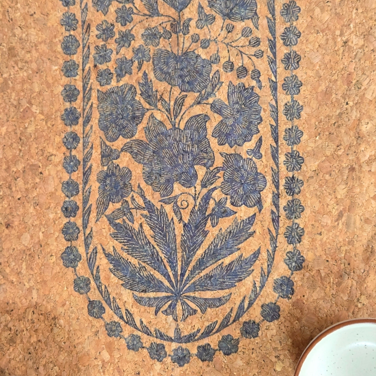 Cork Blue Pottery Table Runner