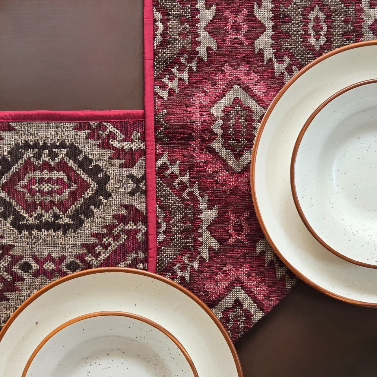 Boho Maroon Table Runner