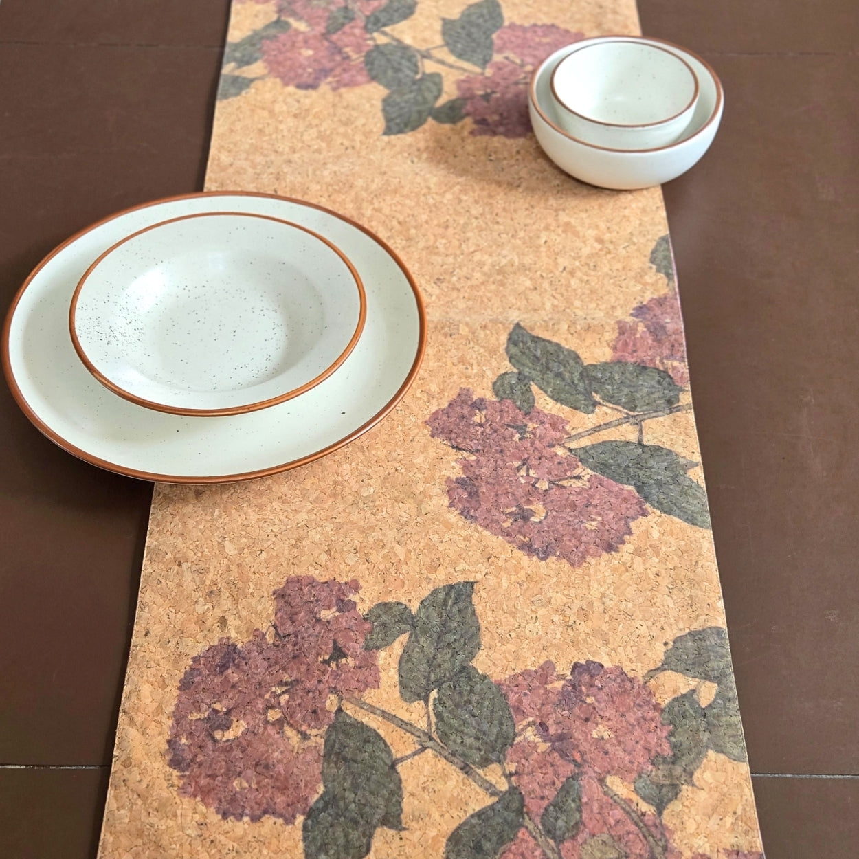 Cork Hydrangeas Table Runner