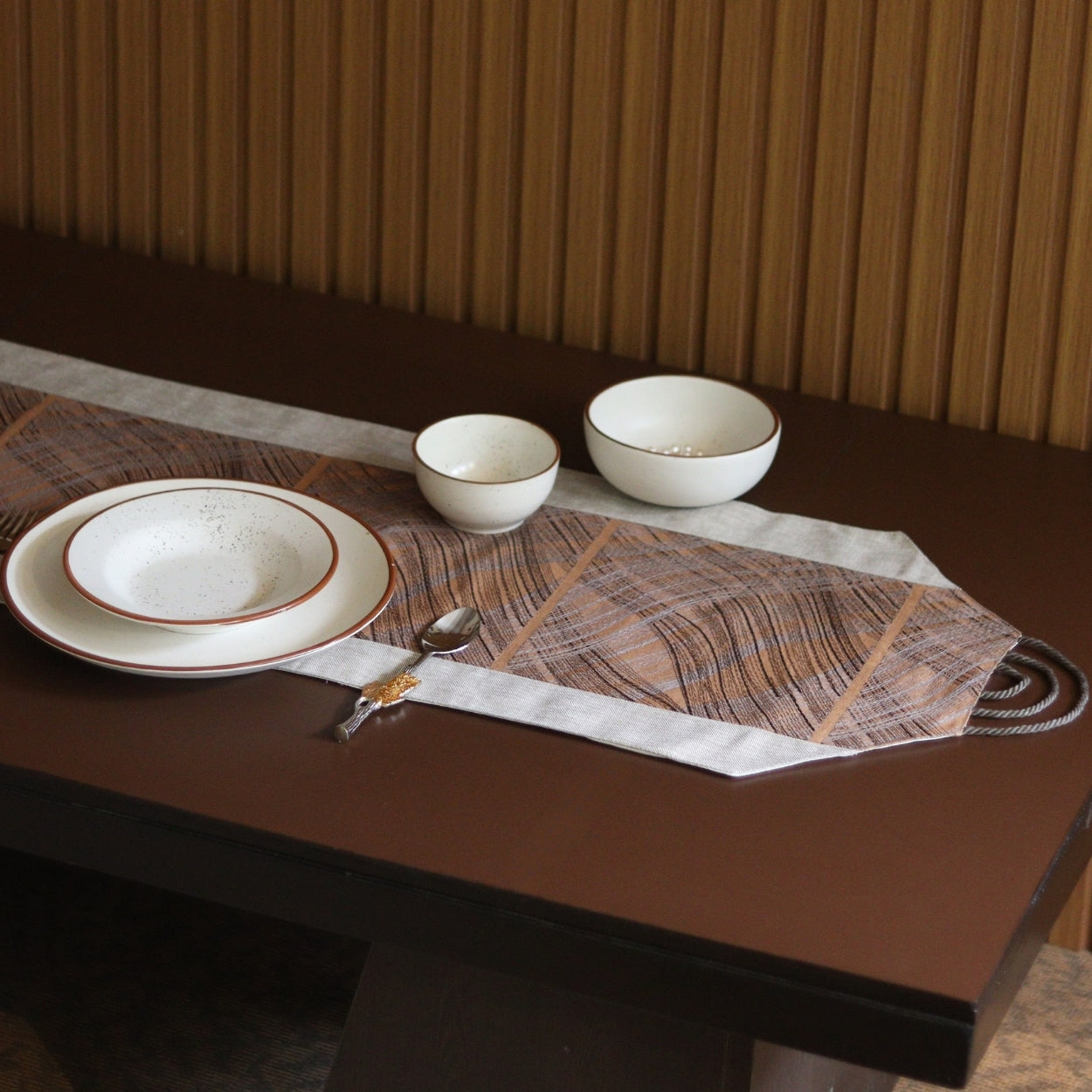 Blocks Brown Table Runner