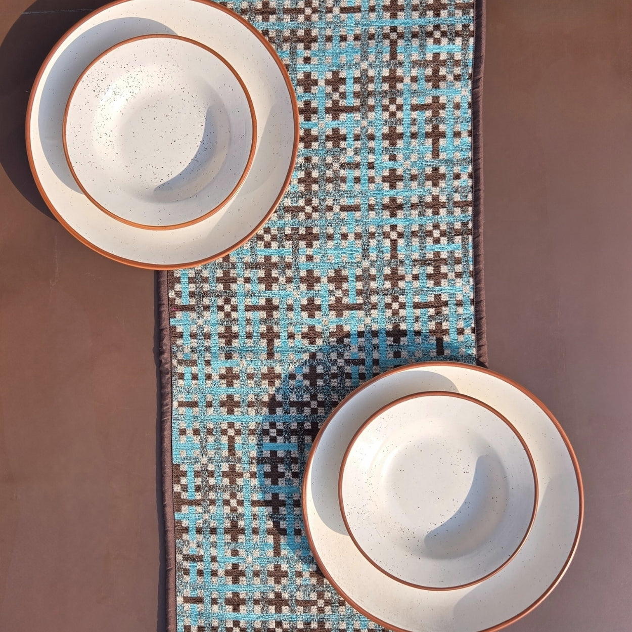 Checkered Blue Table Runner