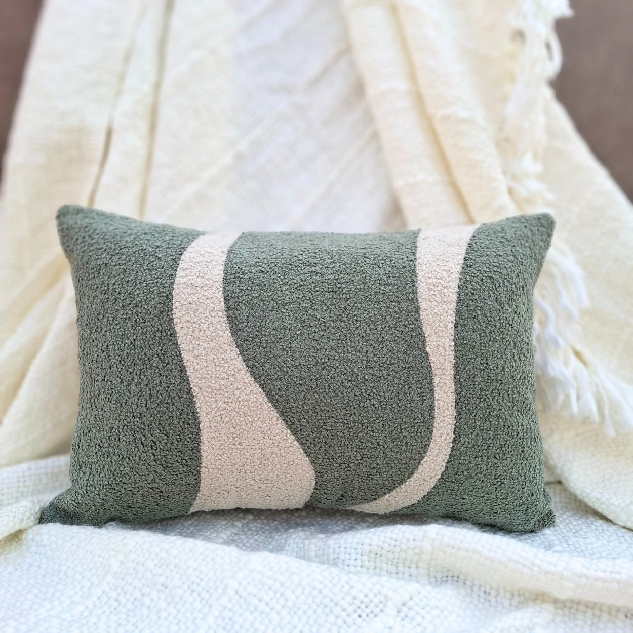Wavy Boucle Lumbar Cushion