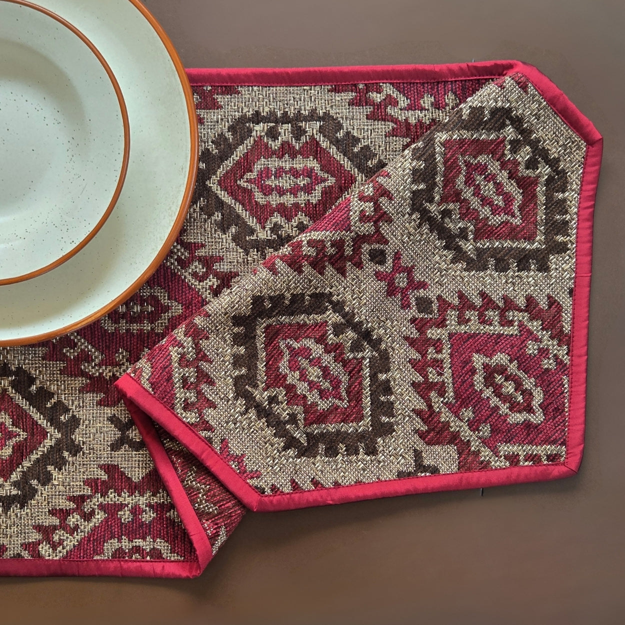 Boho Maroon Table Runner