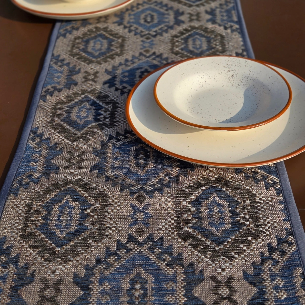Boho Blue Table Runner