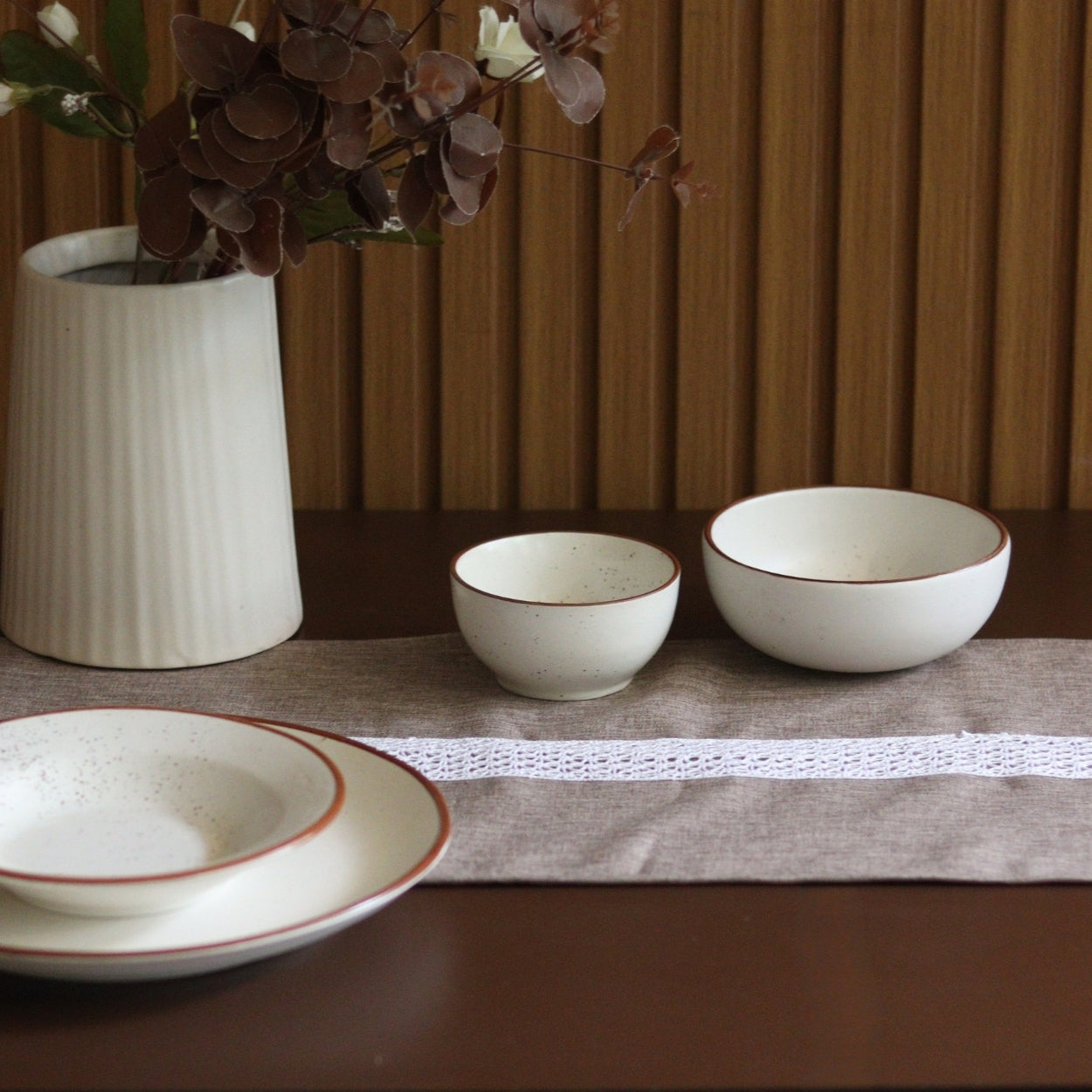 Laced Beige Table Runner