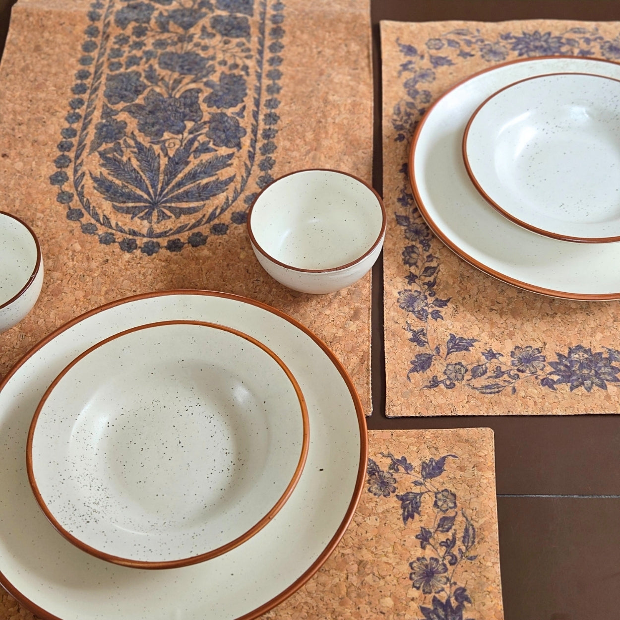 Cork Blue Pottery Table Runner