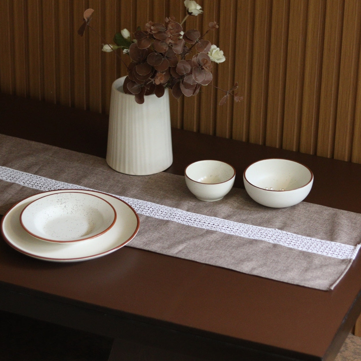 Laced Beige Table Runner