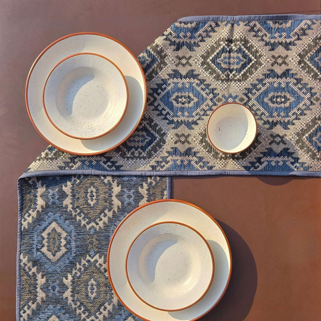 Boho Blue Table Runner