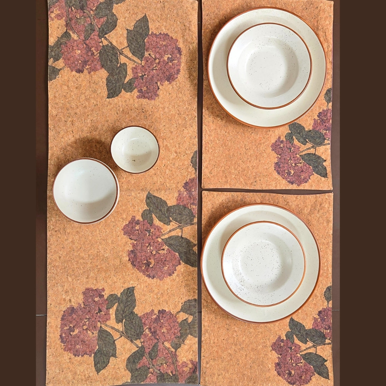 Cork Hydrangeas Table Runner