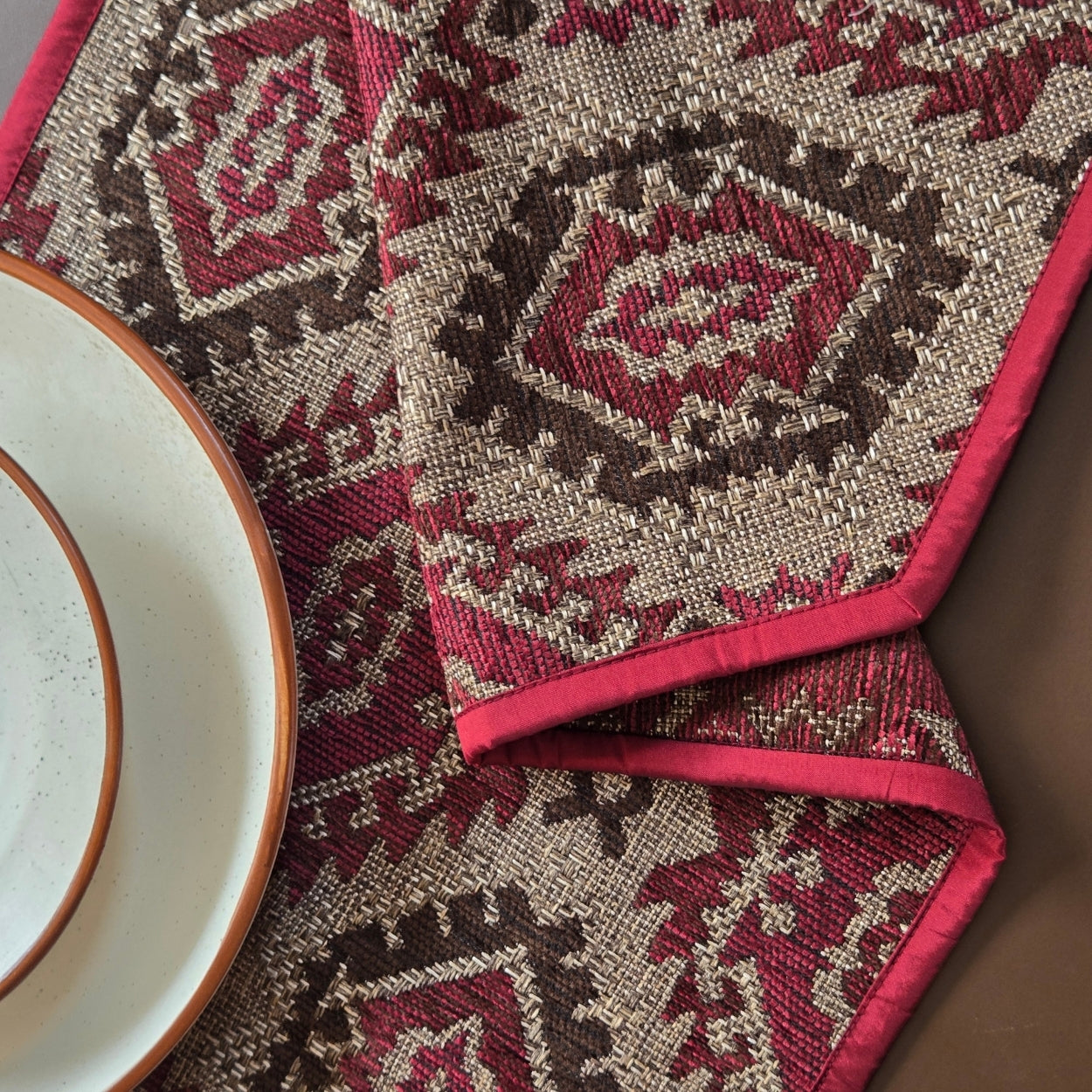 Boho Maroon Table Runner