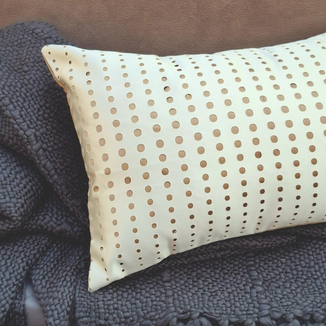 Dotted Line White Lumbar Cushion