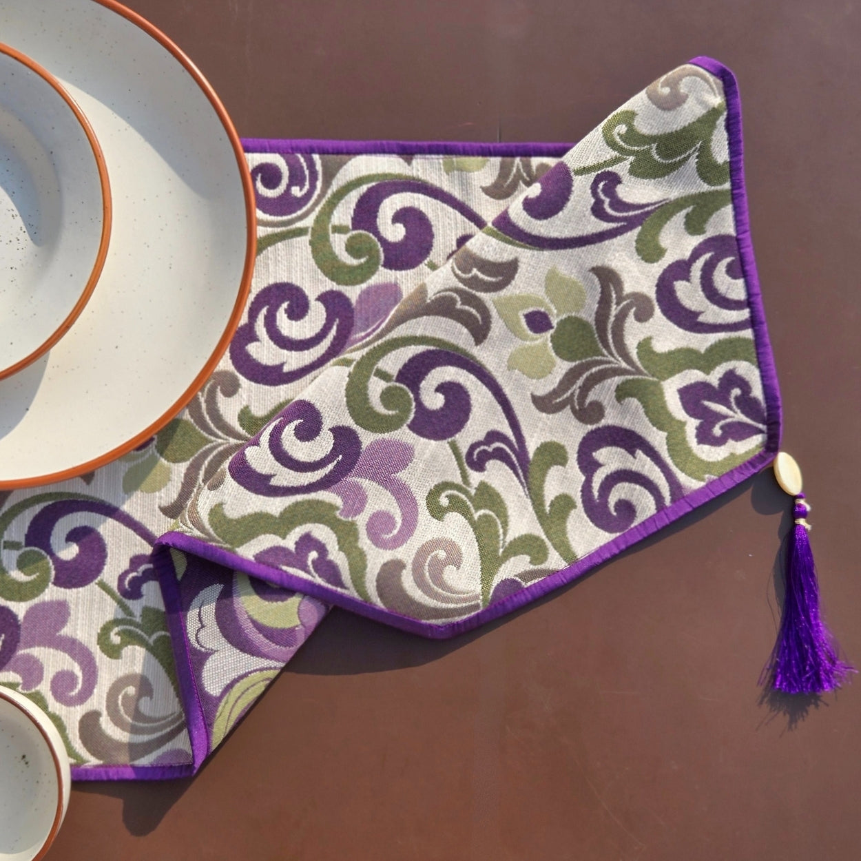 Traditional Purple Table Runner
