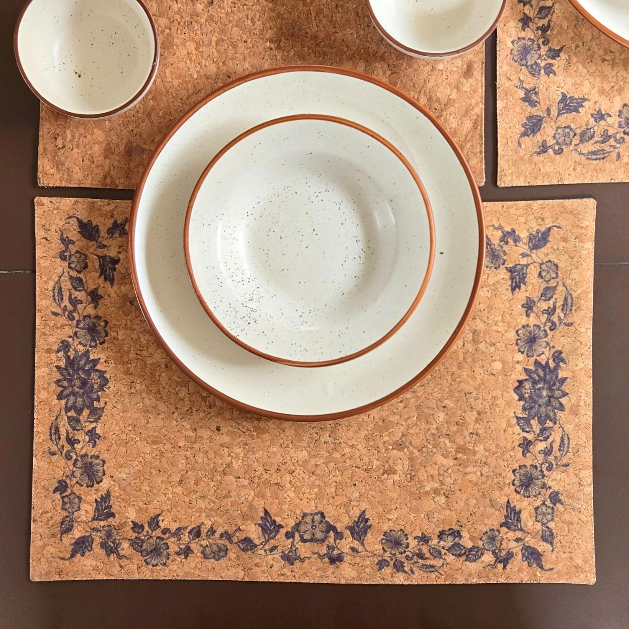 Cork Blue Pottery Table Runner