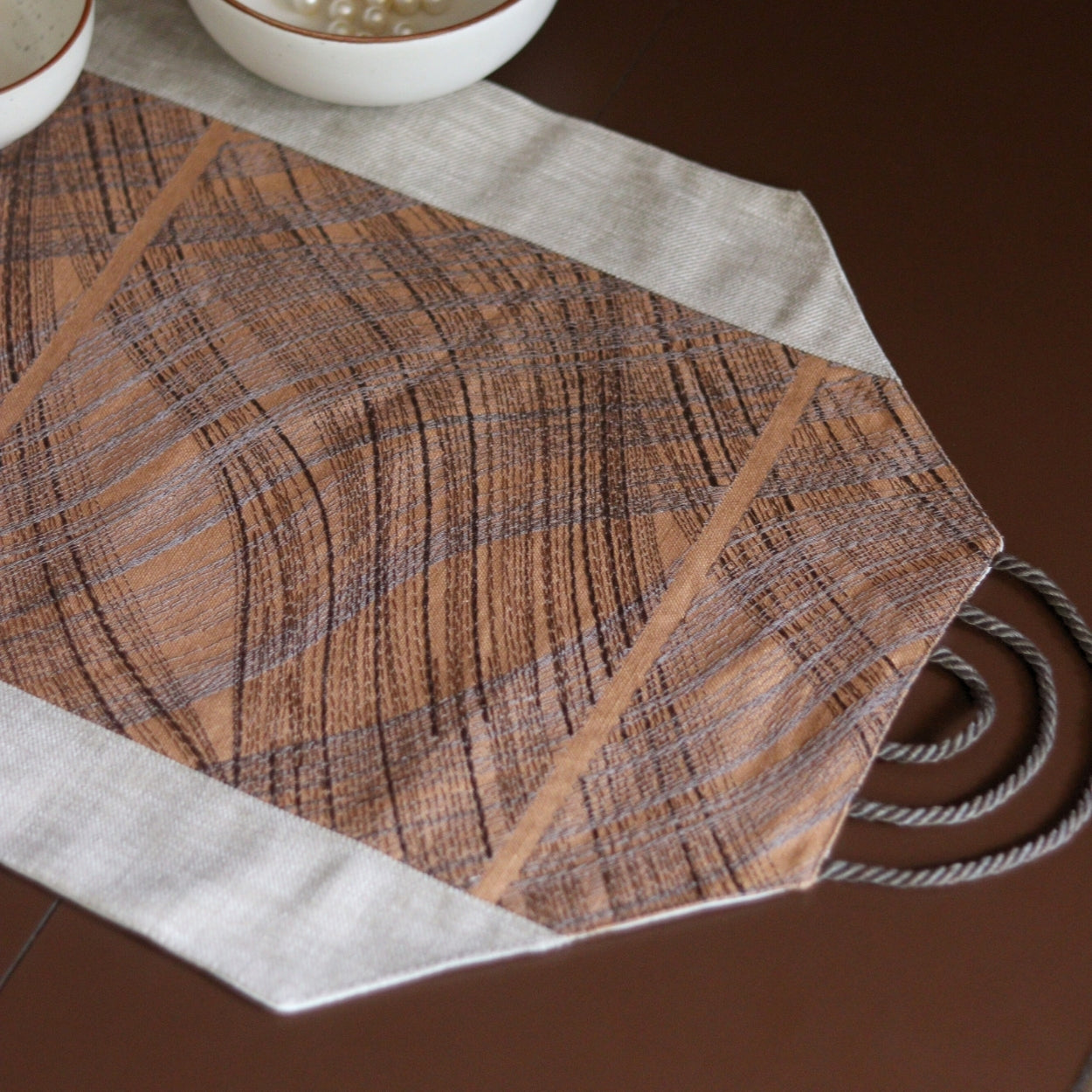 Blocks Brown Table Runner