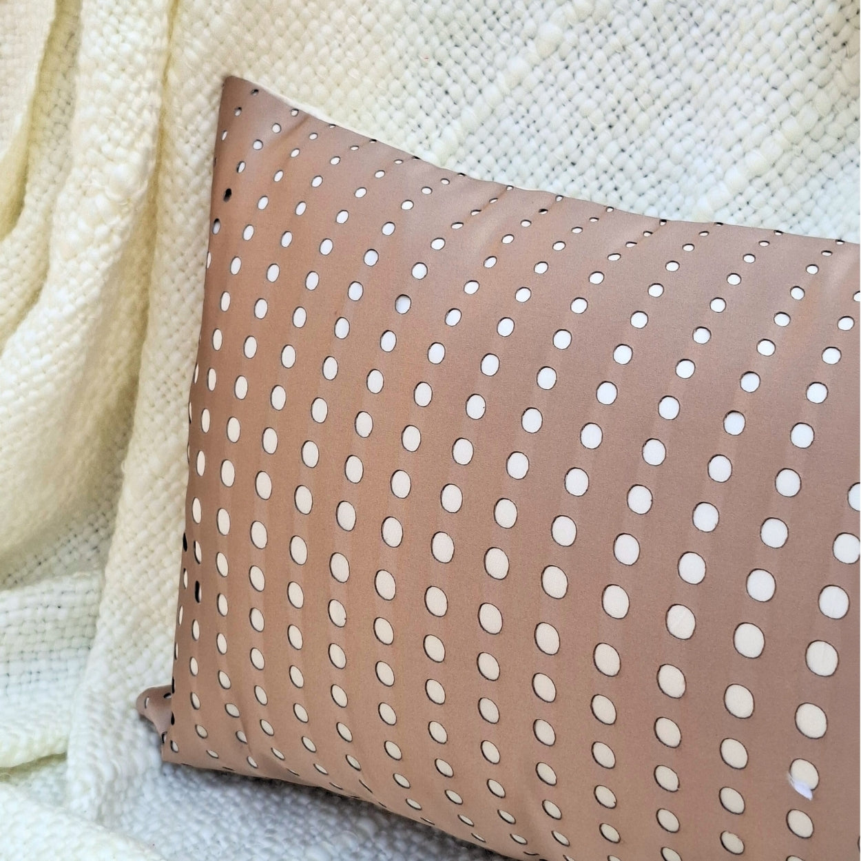 Dotted Line Brown Lumbar Cushion