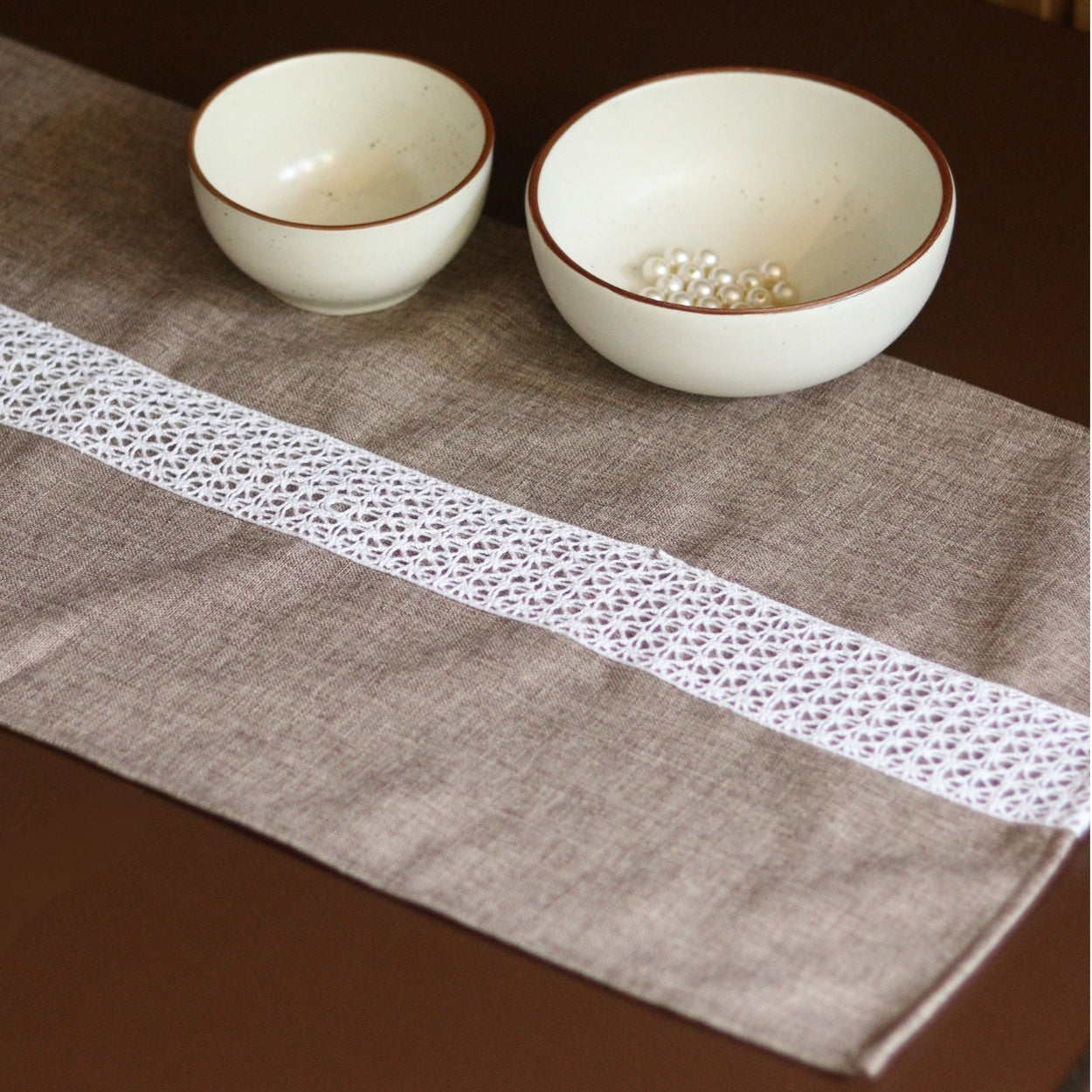 Laced Beige Table Runner