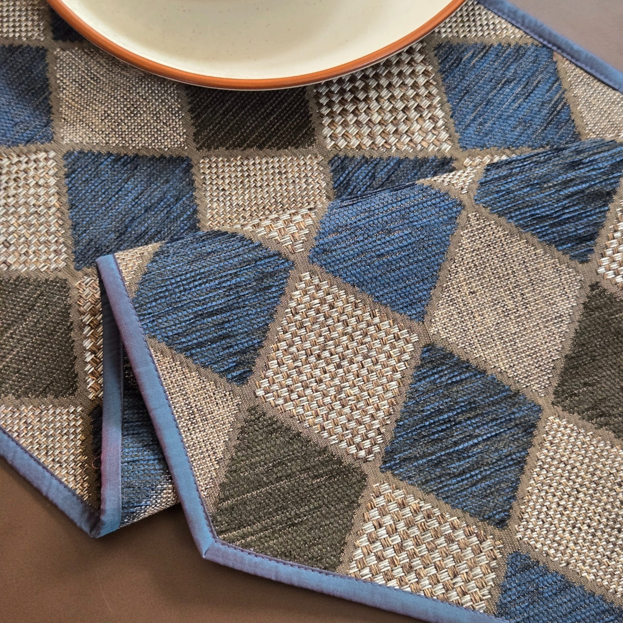 Chessboard Blue Table Runner