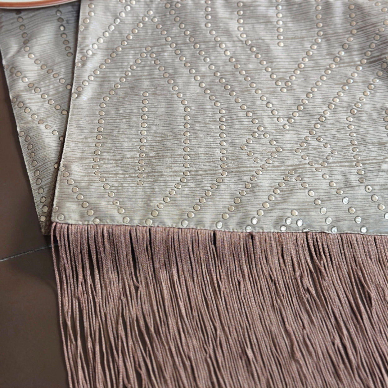 Studded Beige Table Runner