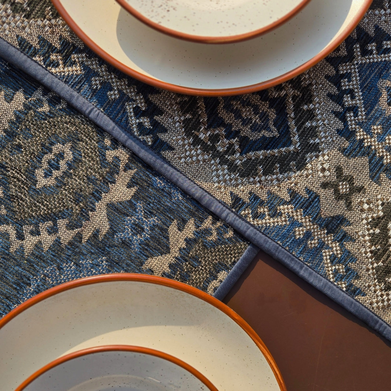 Boho Blue Table Runner