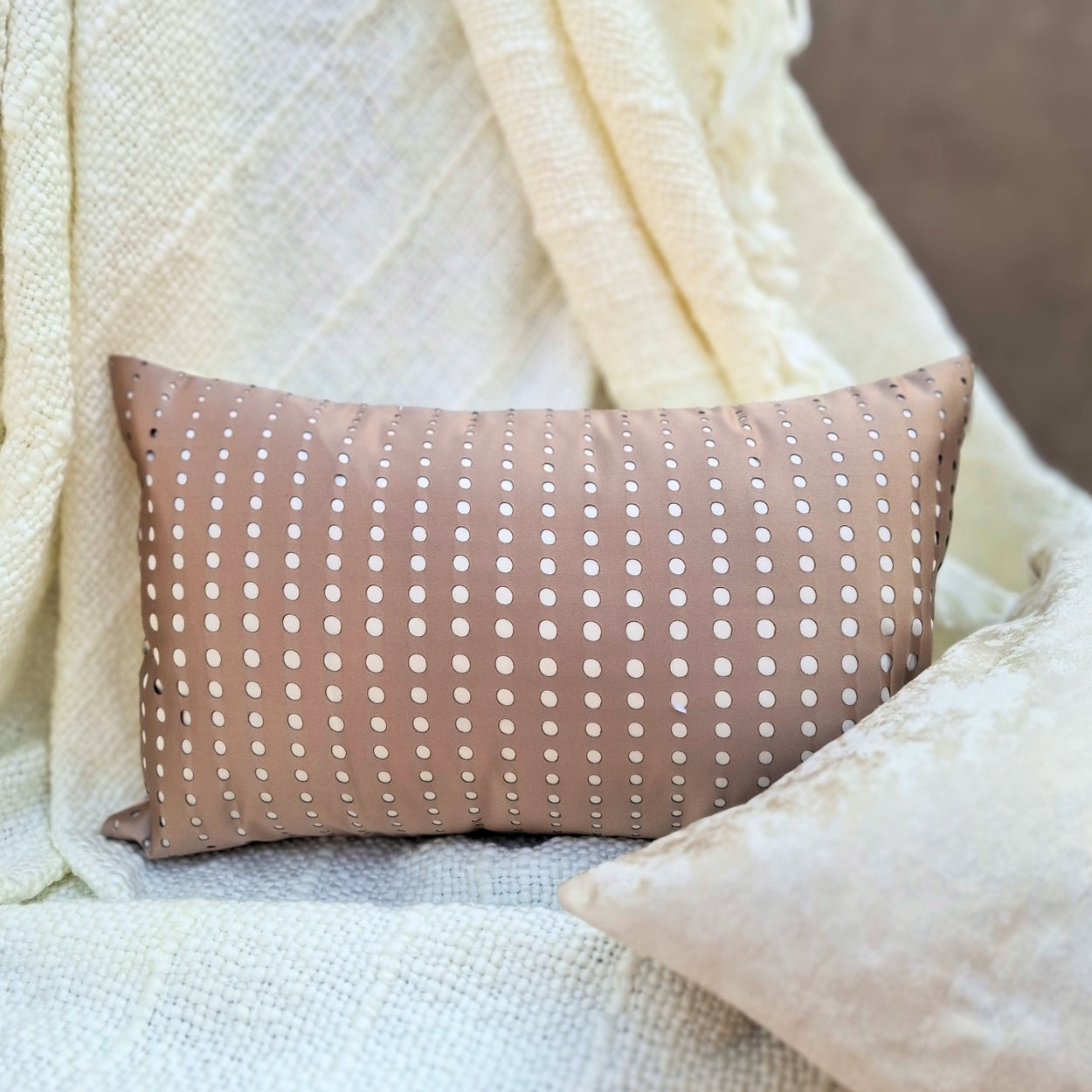 Dotted Line Brown Lumbar Cushion