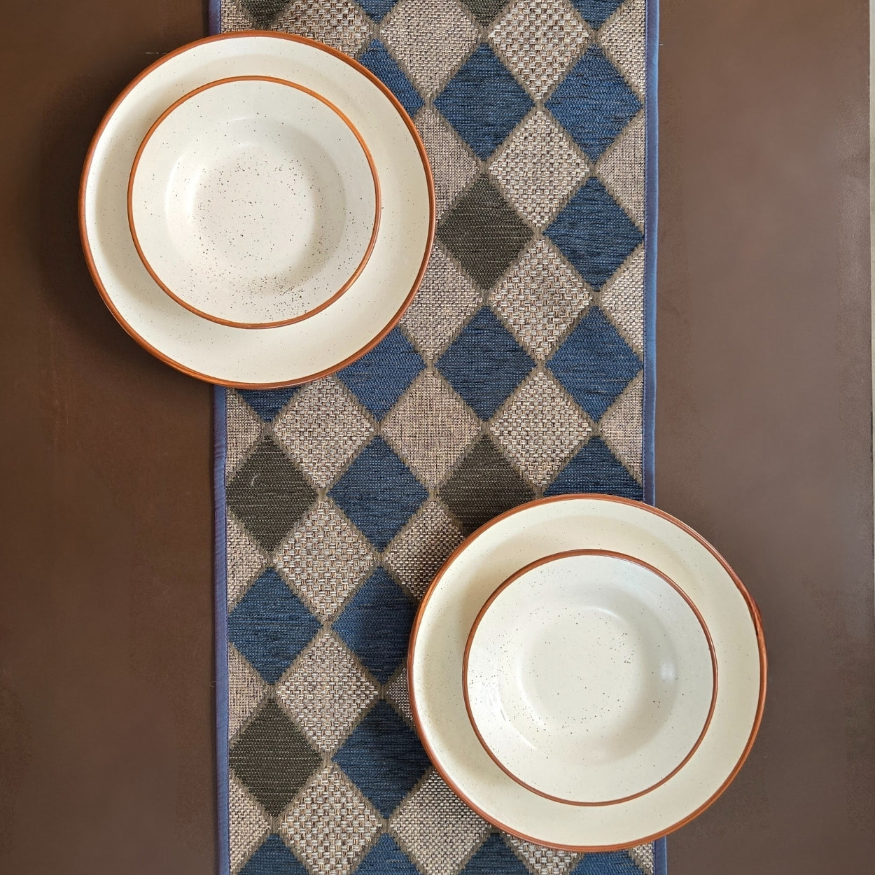 Chessboard Blue Table Runner