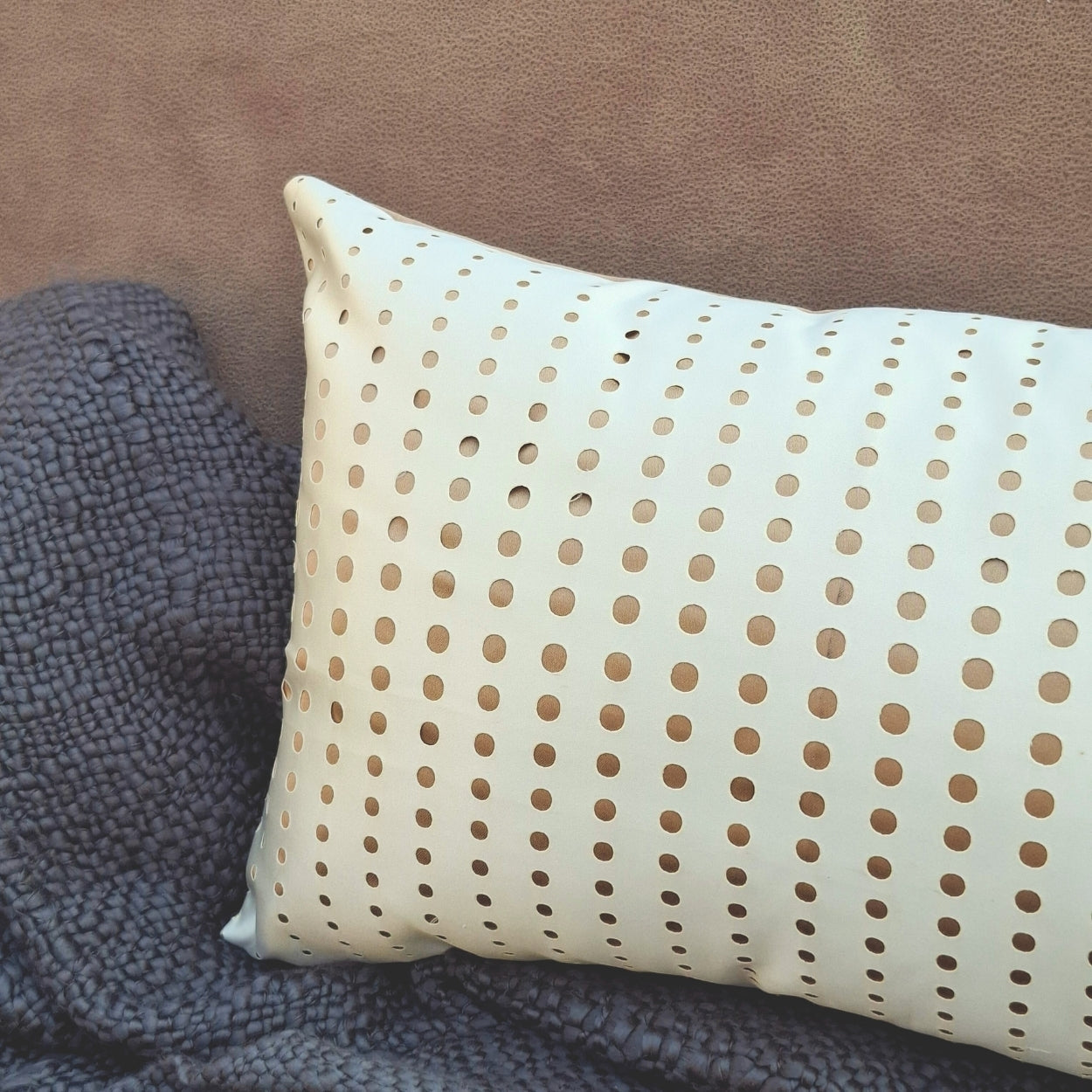 Dotted Line White Lumbar Cushion