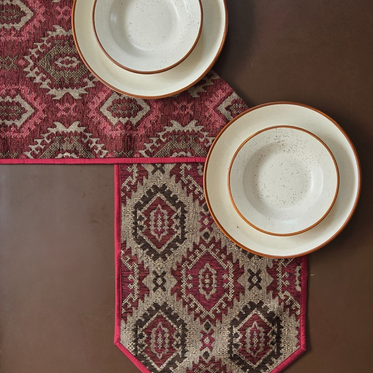 Boho Maroon Table Runner
