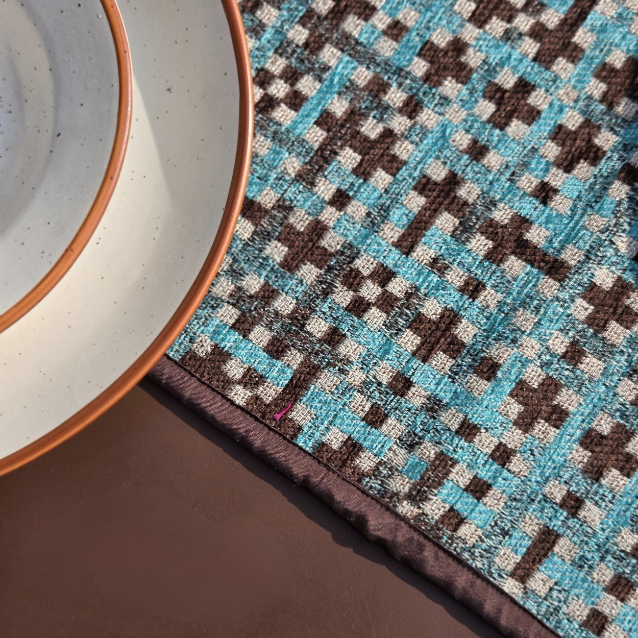 Checkered Blue Table Runner