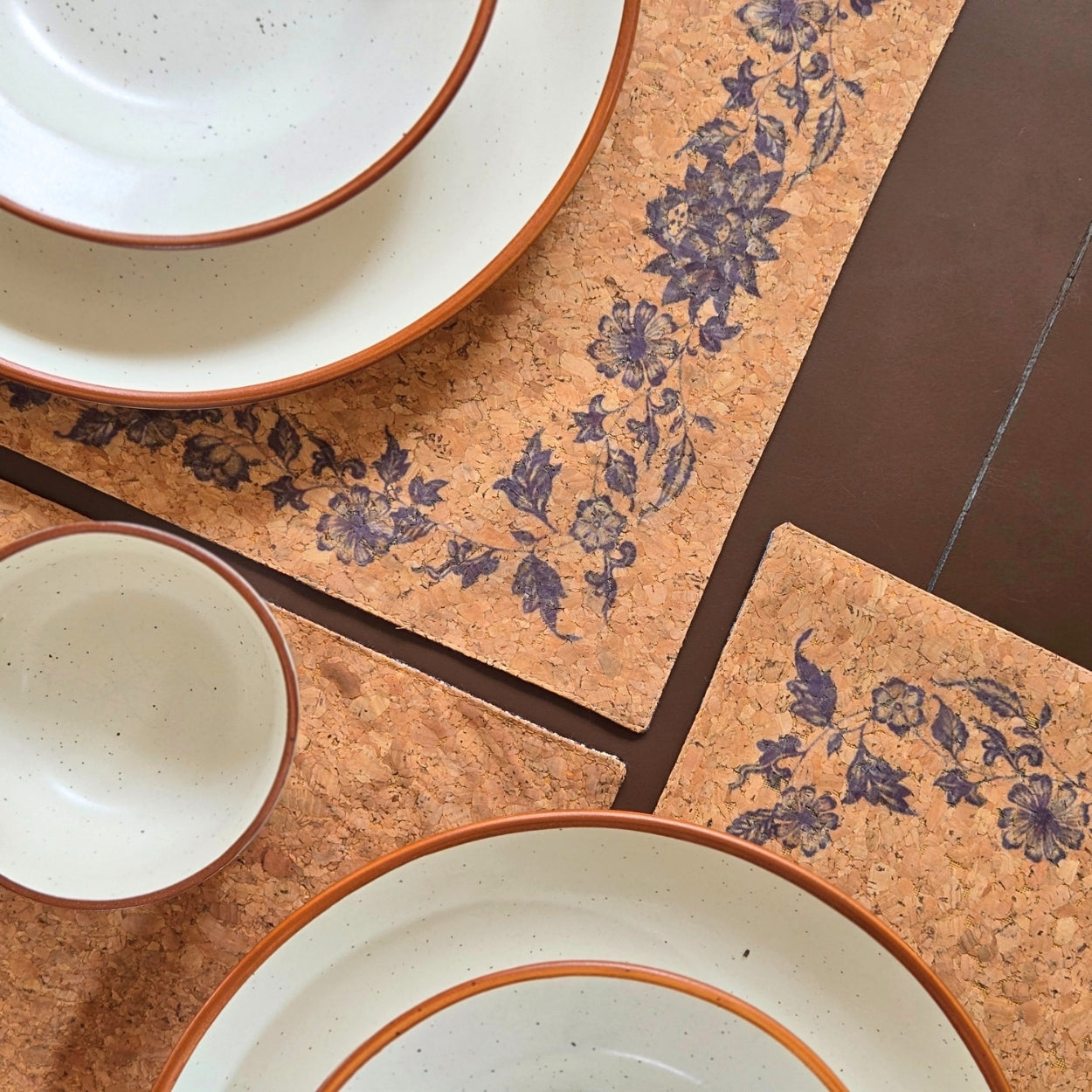 Cork Blue Pottery Table Runner
