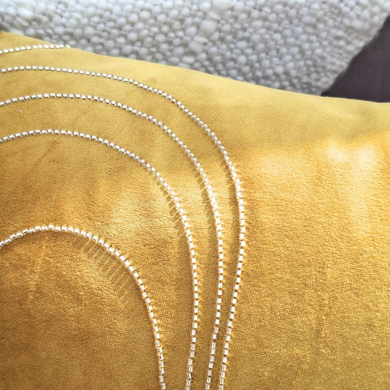 Beaded Wave Yellow Lumbar Cushion