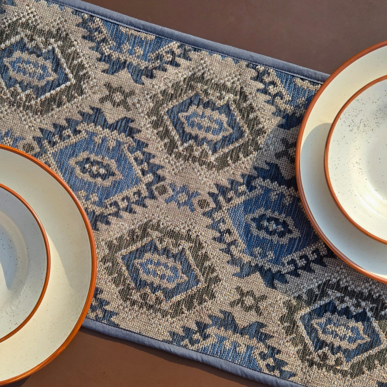 Boho Blue Table Runner